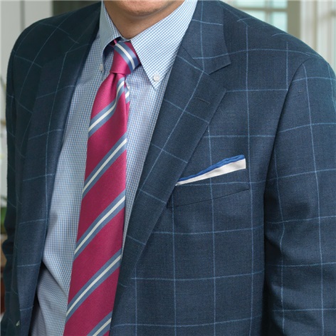 Navy Sport Coat with Storm Blue Windowpane