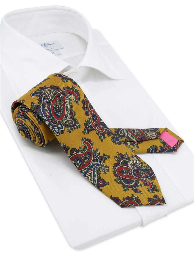 Silk Paisley Tie in Gold