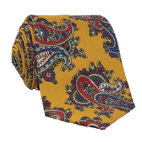 Silk Paisley Tie in Gold