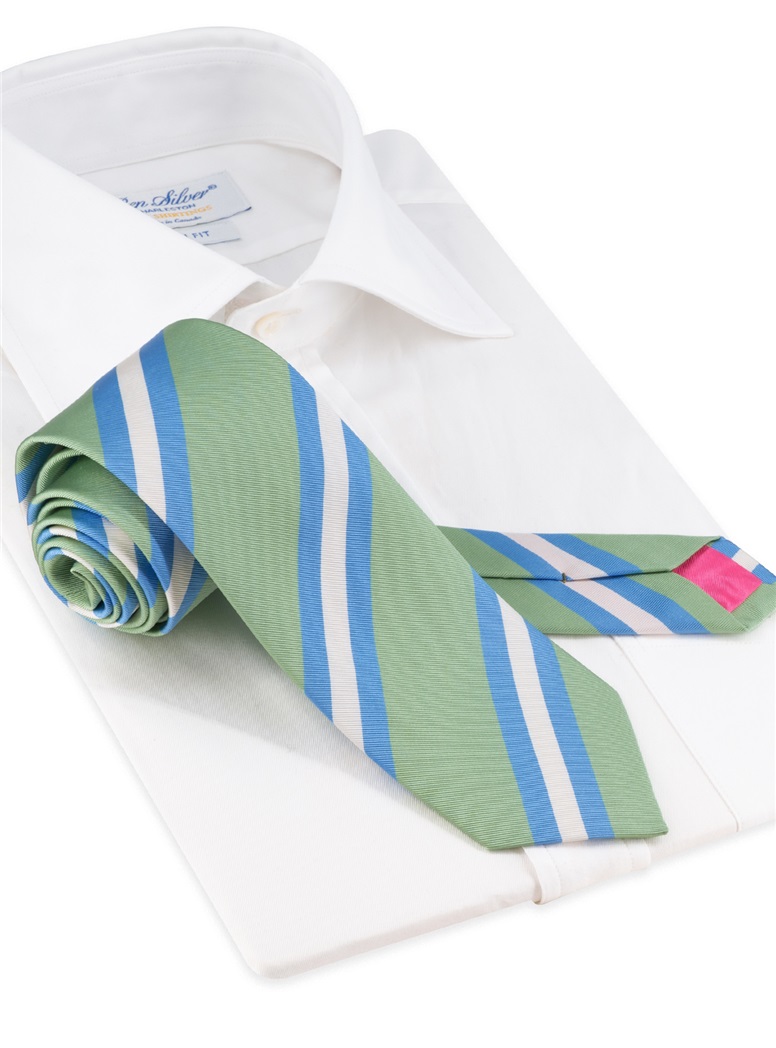 Silk Striped Tie in Green Tea