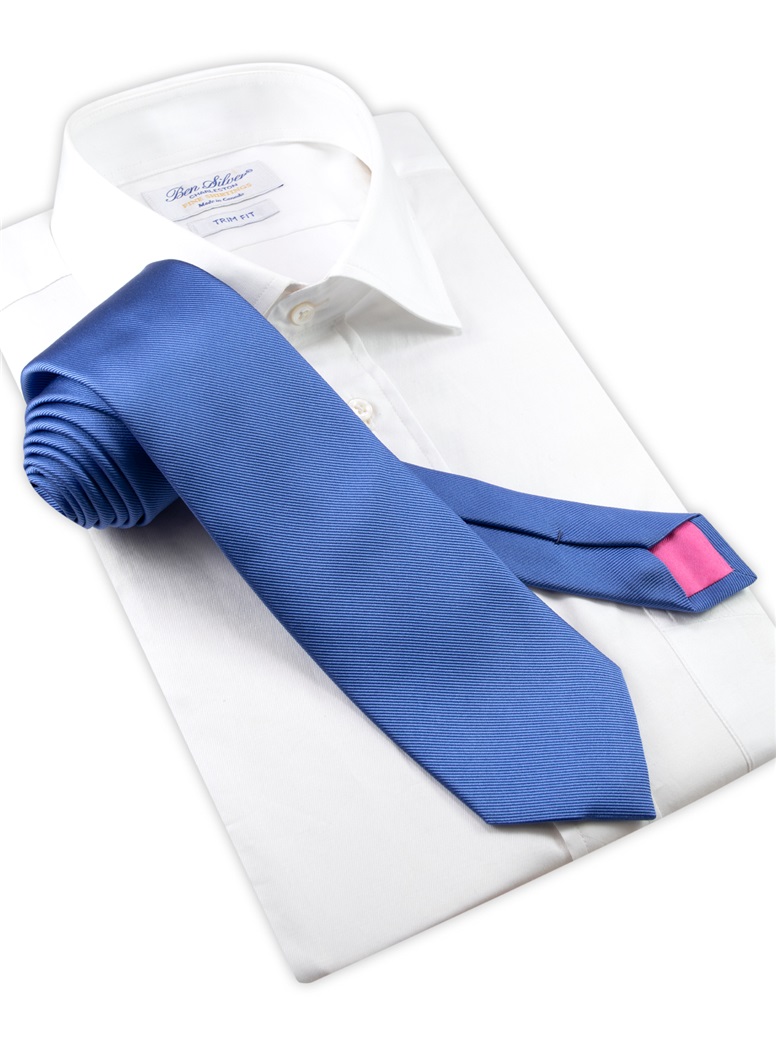 Silk Solid Signature Tie in French Blue