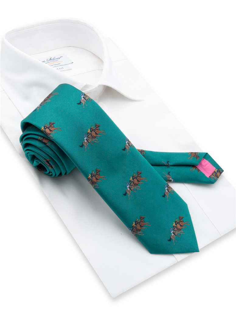 Silk Woven Equestrian Tie in Teal