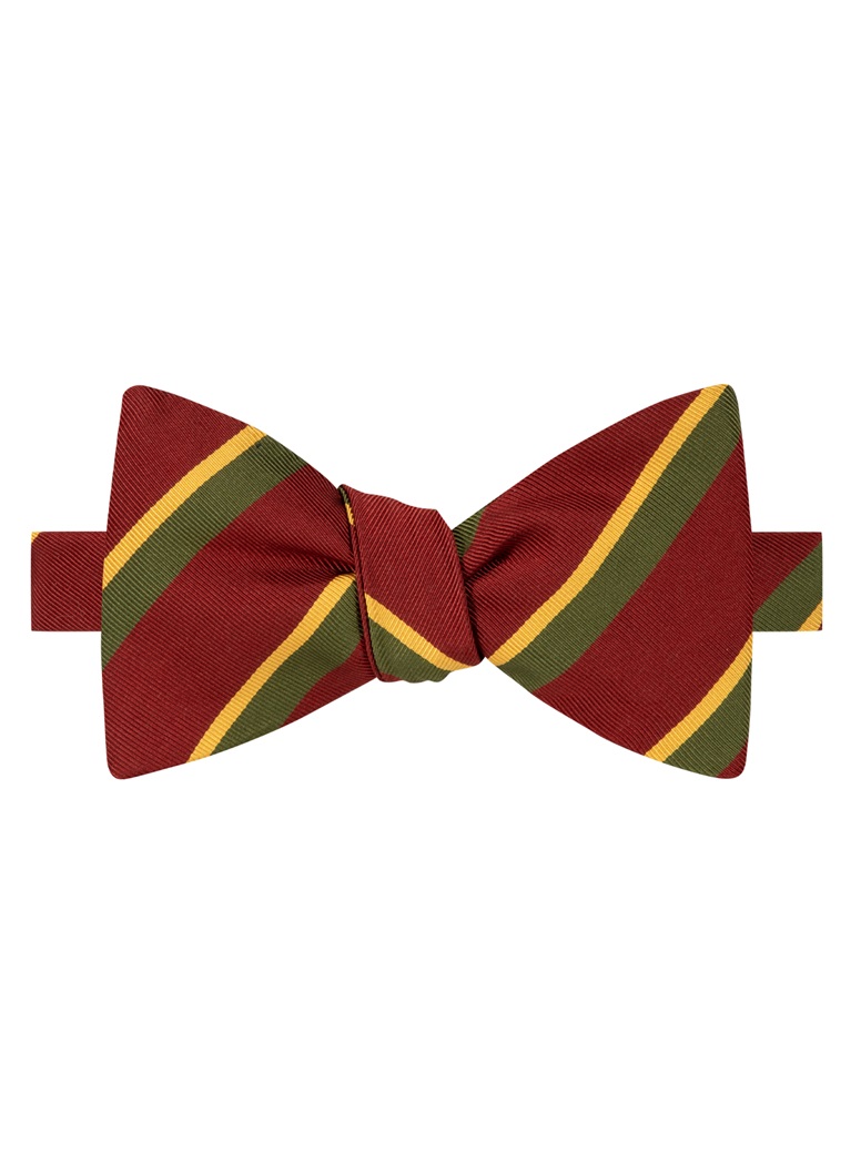 Mogador Silk Double Stripe Bow Tie in Ruby