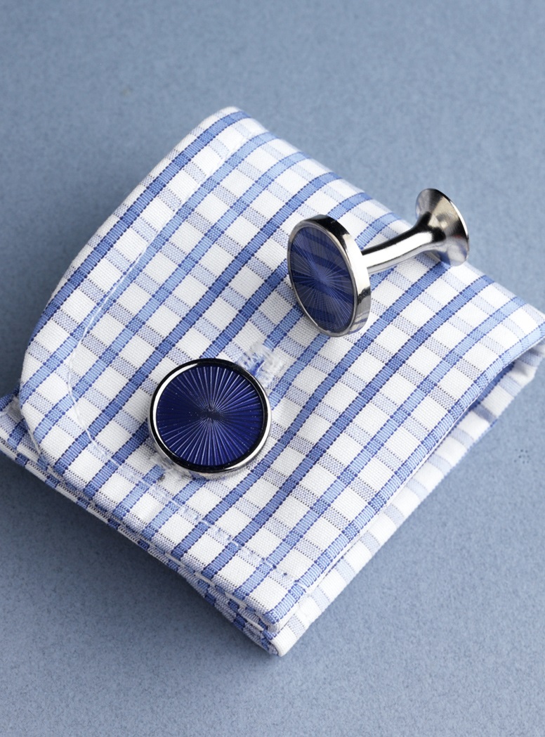 Round Fan Design Cufflinks in Blue