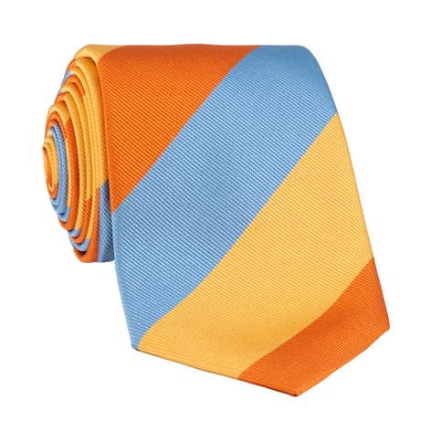 Silk Block Striped Tie in Sun, Orange, and Sky