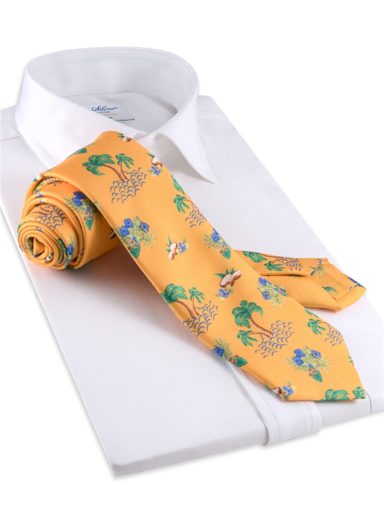 Silk Print Luau Tie in Sun