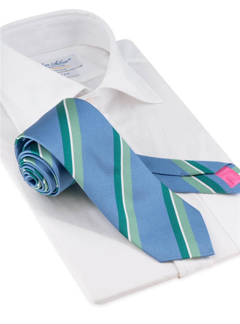 Silk Striped Tie in Sky
