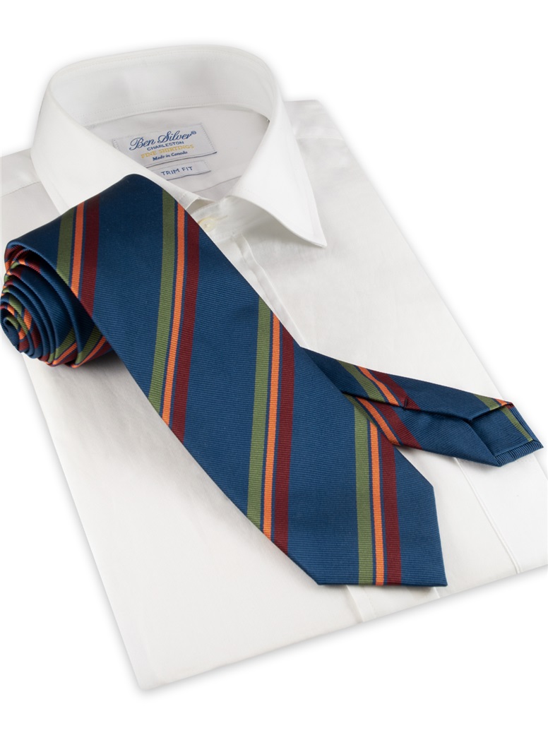 Silk Triple Striped Tie in Azure Blue