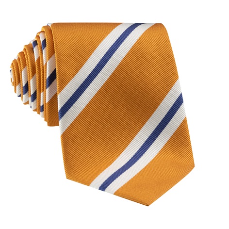 Woven Silk Striped Tie in Marigold