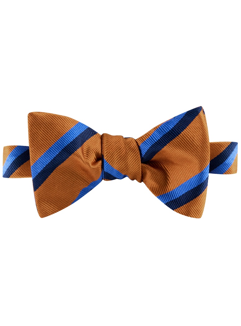 Silk Multi-Color Double Stripe Bow Tie in Copper