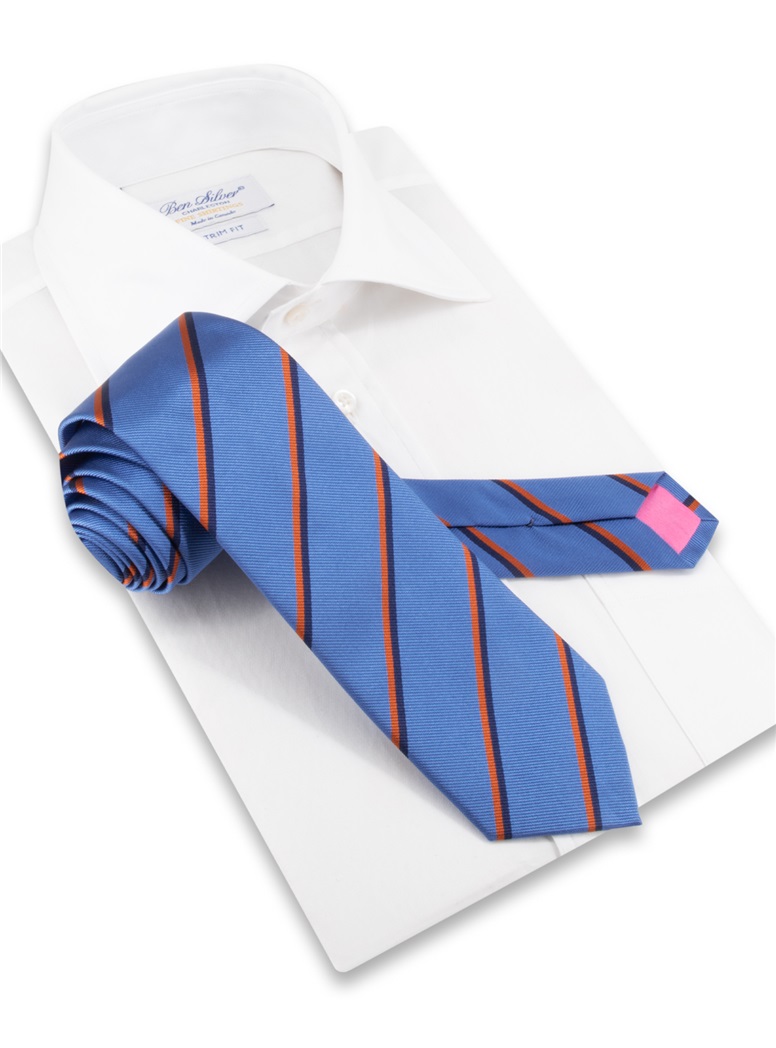 Silk Striped Tie in Cobalt