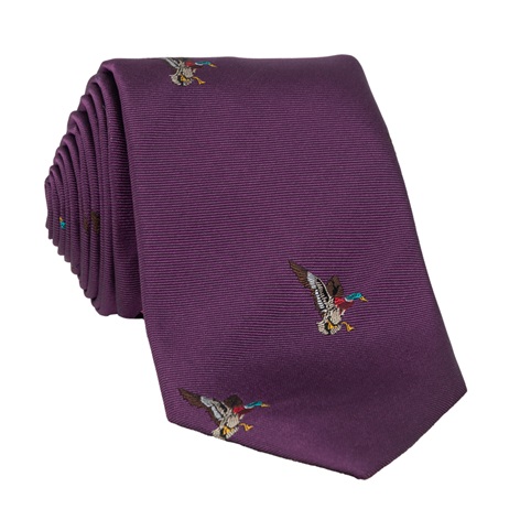 Silk Woven Duck Motif Tie in Royal Purple