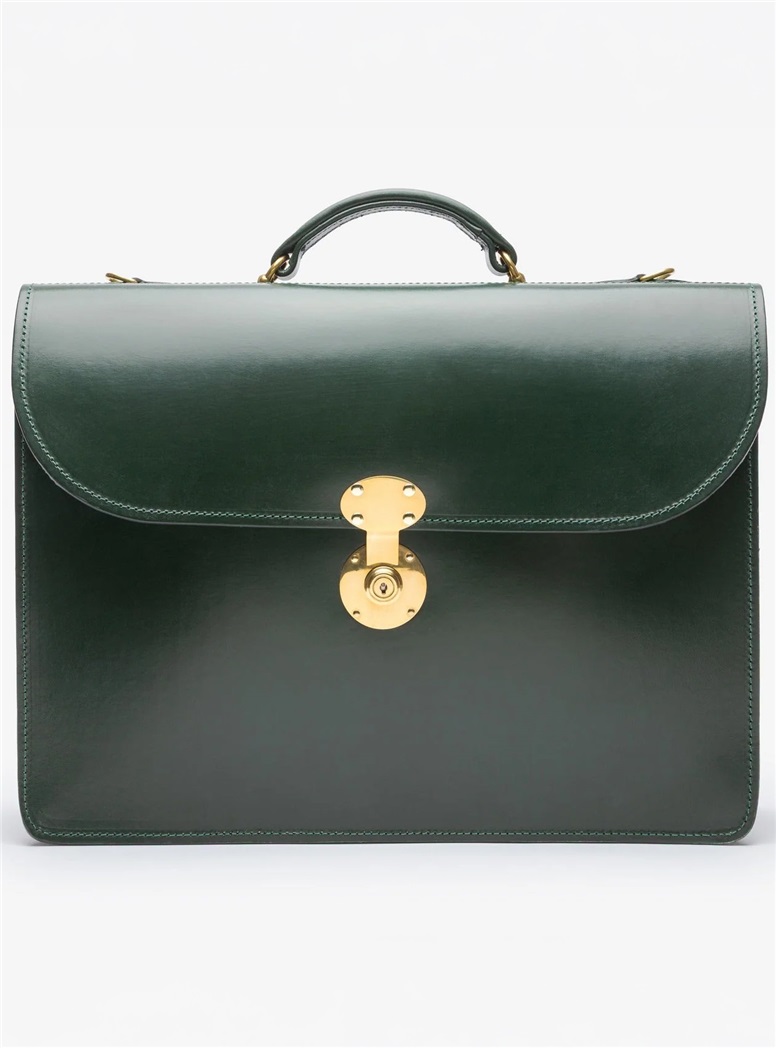 The Fleet Flap-Over Leather Briefcase in Green