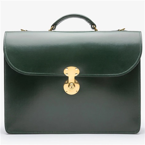 The Fleet Flap-Over Leather Briefcase in Green