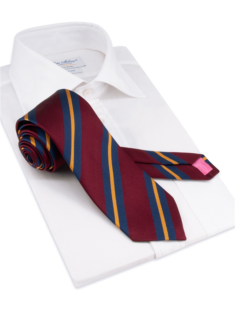 Silk Striped Tie in Wine