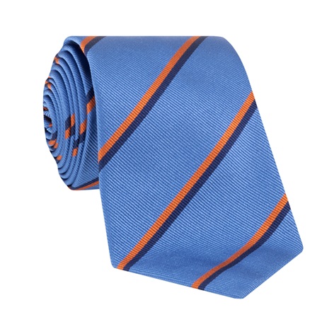 Silk Double Striped Tie in Cobalt