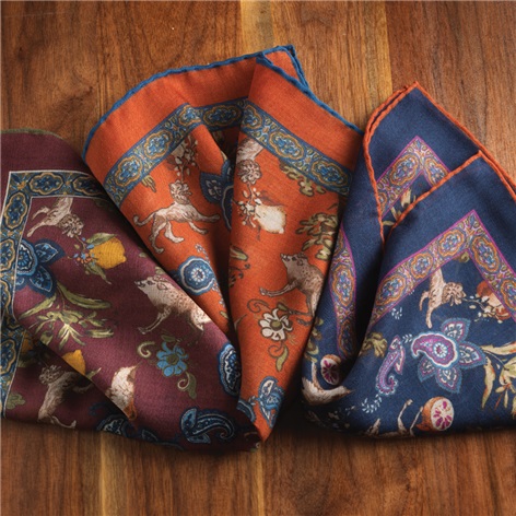 Wool and Silk Woodland Pocket Square