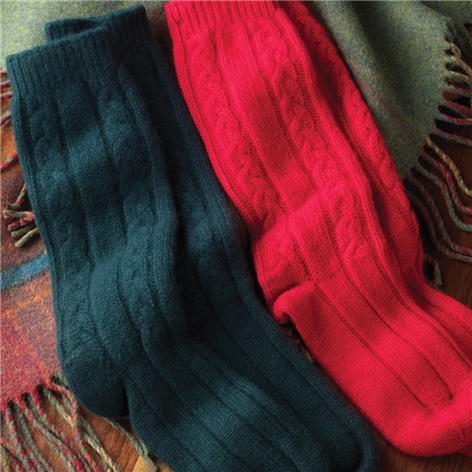 Cashmere Cable Knit Bed Socks
