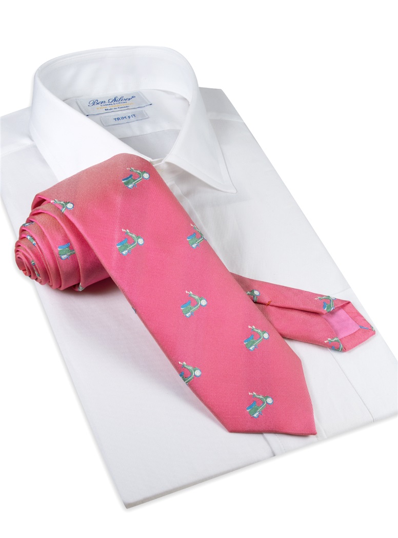 Jacquard Woven Scooter Tie in Azalea