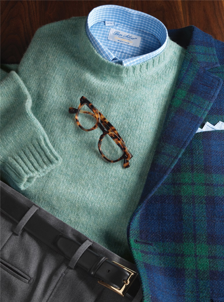 Shetland Crewneck in Green Mist