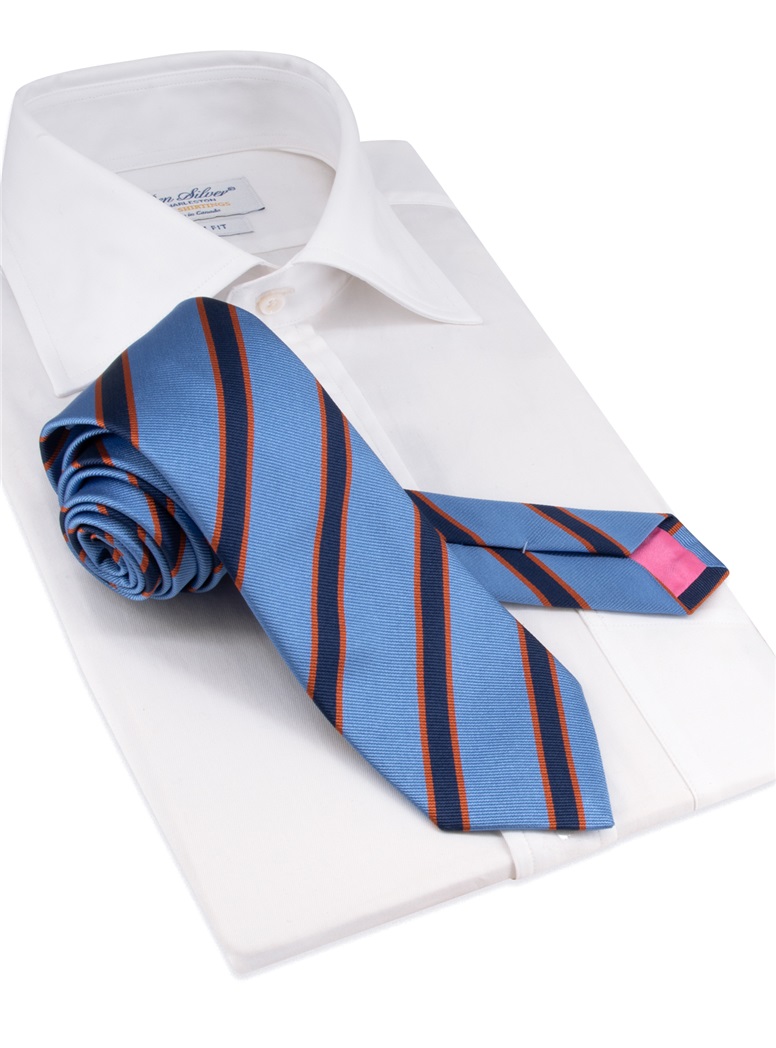 Silk Striped Tie in Sky