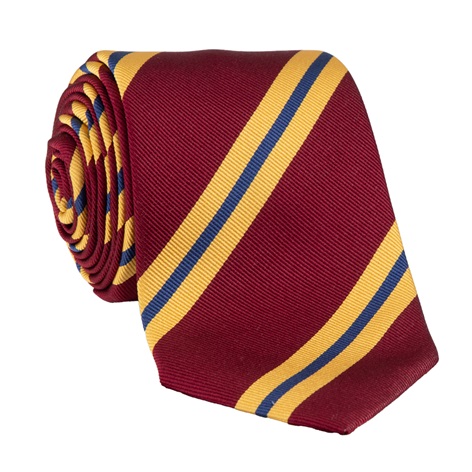 Silk Striped Tie in Wine and Gold