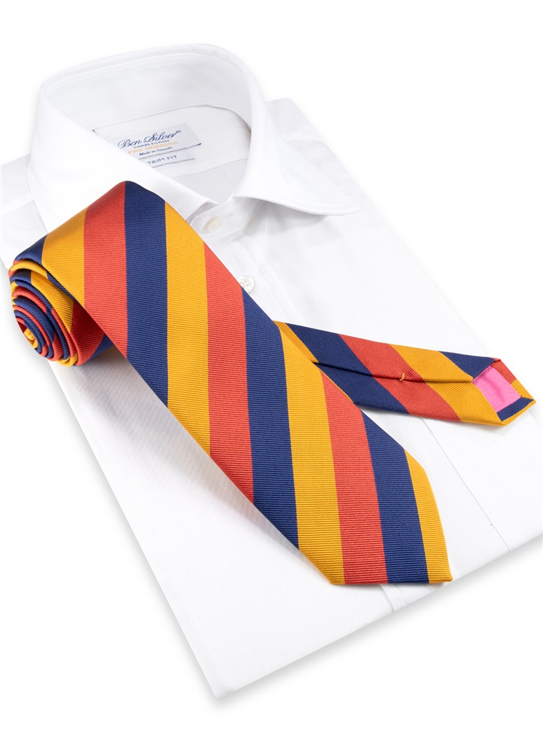 Silk Block Striped Tie in Burnt Orange