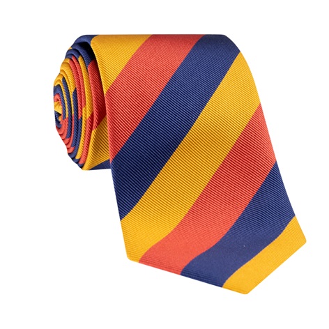 Silk Block Striped Tie in Burnt Orange