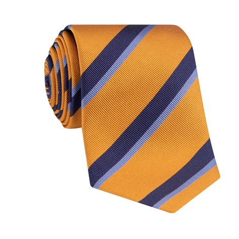 Double Striped Silk Tie in Gold