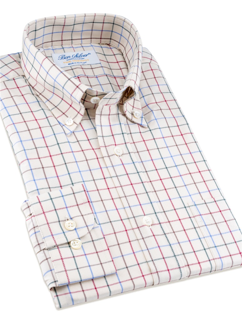 Multi-Color Check Brushed Cotton Button Down