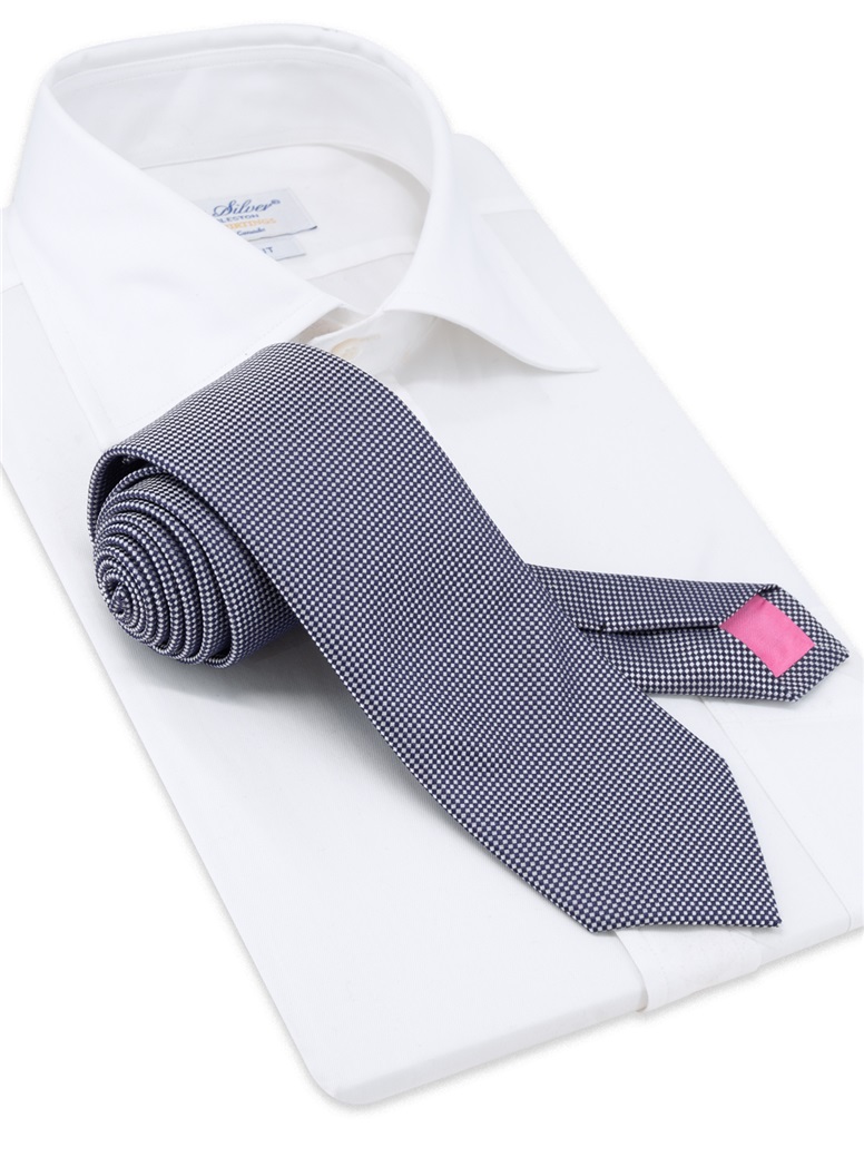 Silk Basketweave Tie in Navy
