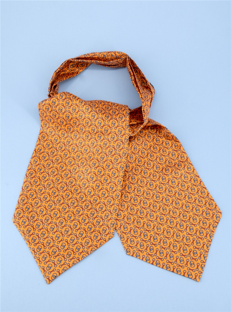 Silk Printed Ascot in Gold