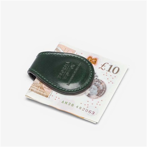 Leather Money Clip in Green
