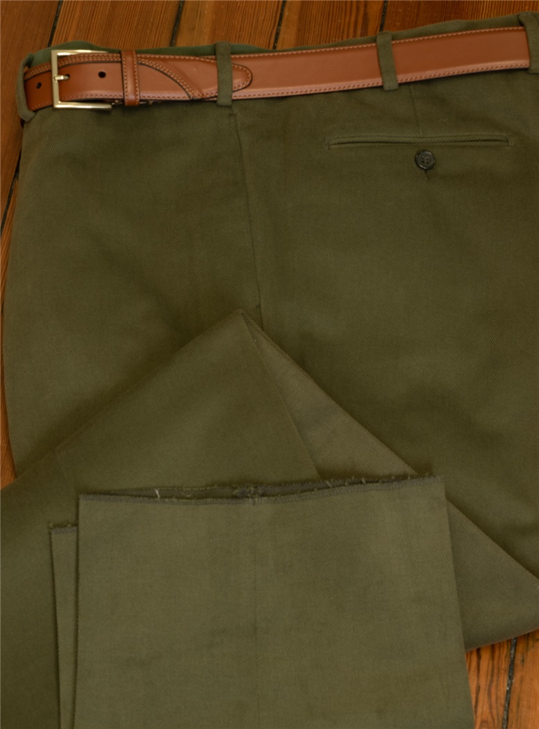 Olive Green Steep Twill Cotton Trousers