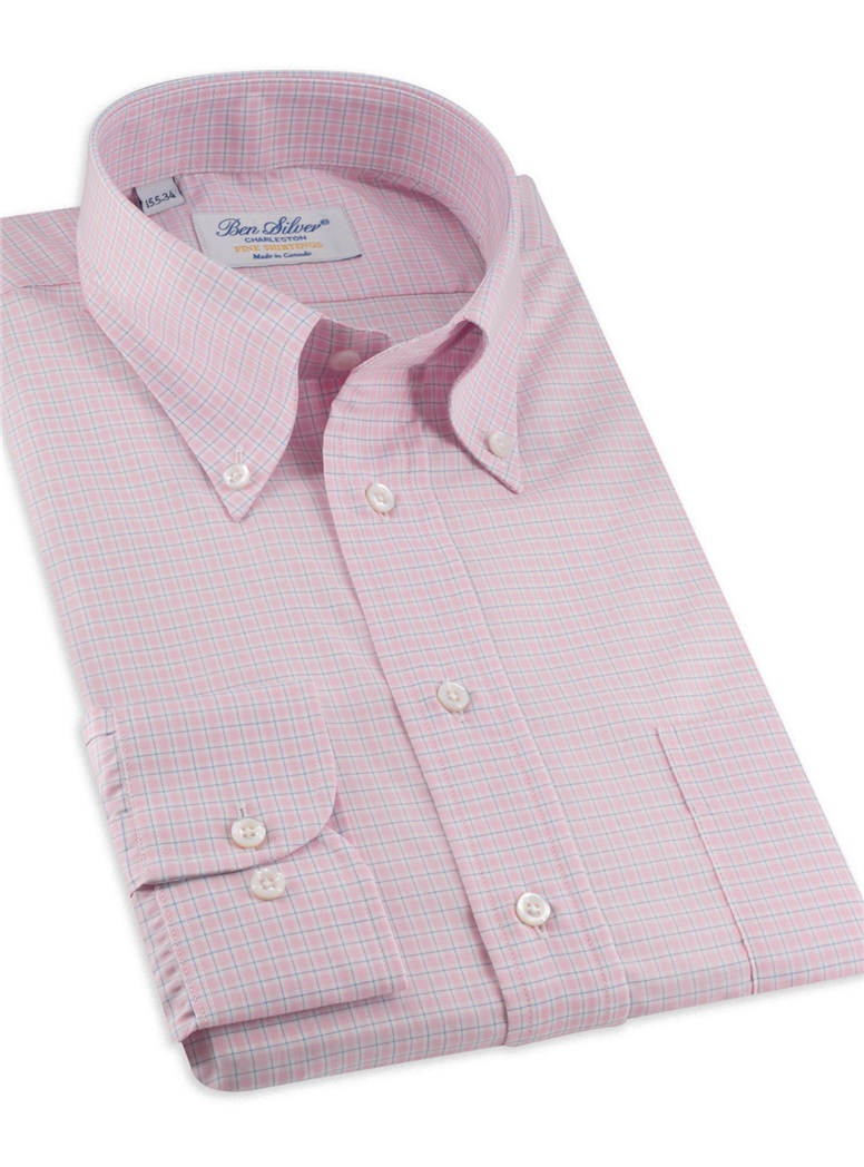 Pink and Sky Windowpane Button Down