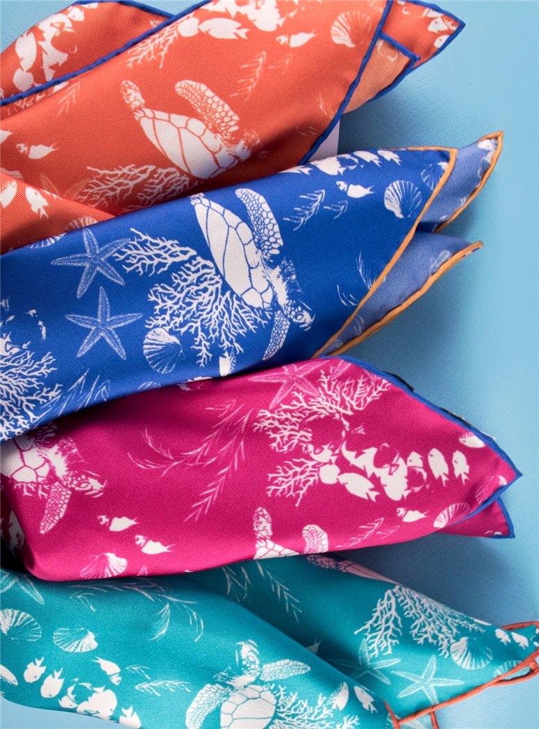 Silk Sea Turtle Pocket Squares