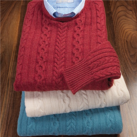 Cashmere Cable Knit Crewneck Sweaters