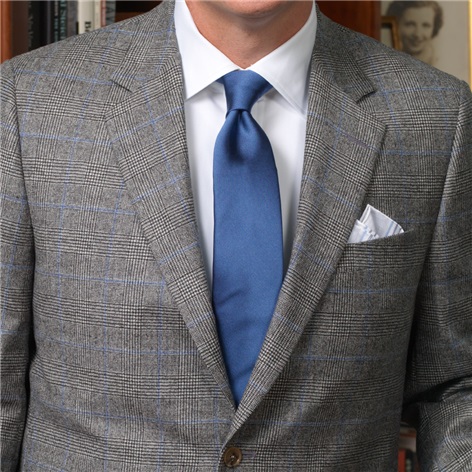 Wool and Cashmere Glen Plaid Suit with Blue Windowpane