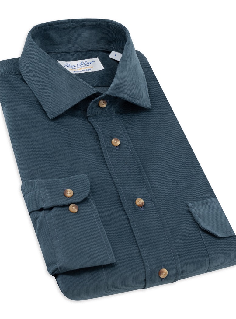 2 Pocket Corduroy Shirt in Storm