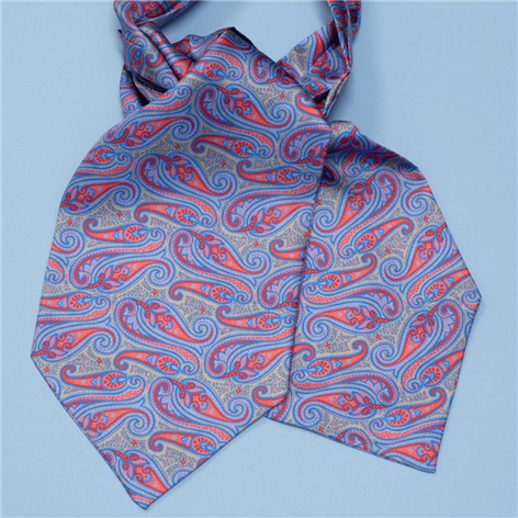 Silk Paisley Ascot in Cobalt