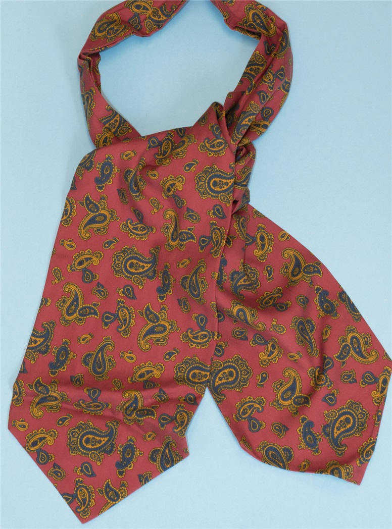Silk Paisley Ascot in Ruby