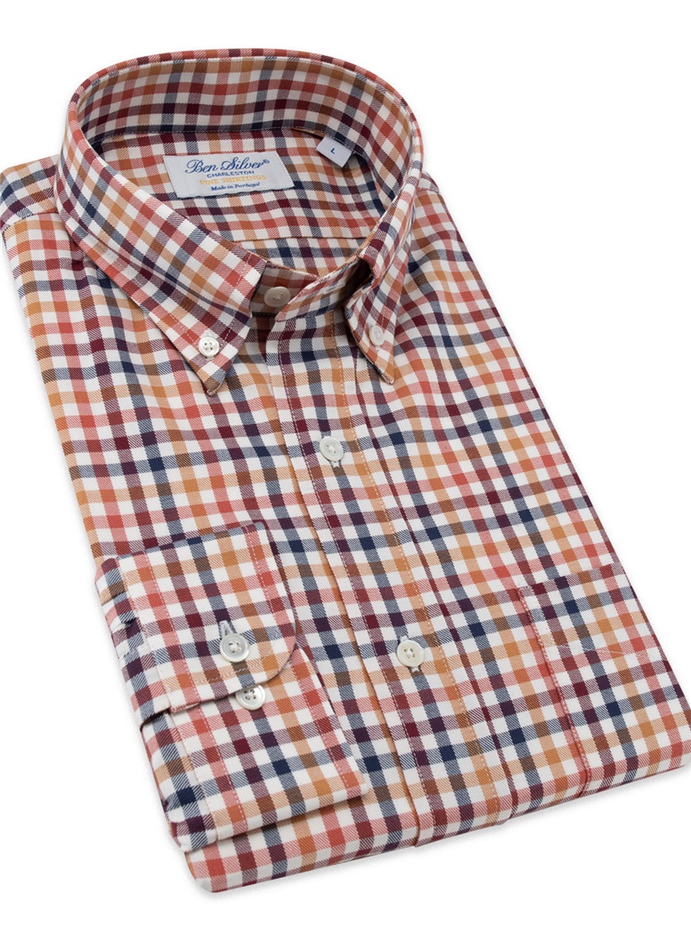 Red, Orange, and Gold Brushed Cotton Button Down