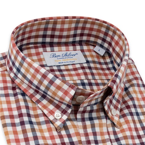 Red, Orange, and Gold Brushed Cotton Button Down