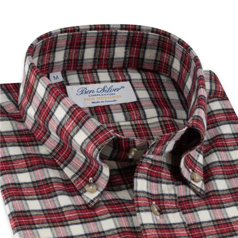 Red and Yellow Tartan Brushed Cotton Button Down