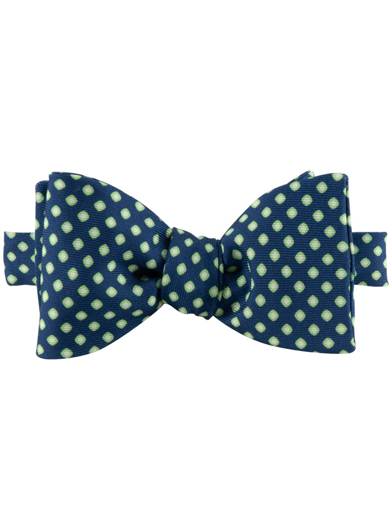 Silk Dot Bow Tie in Navy