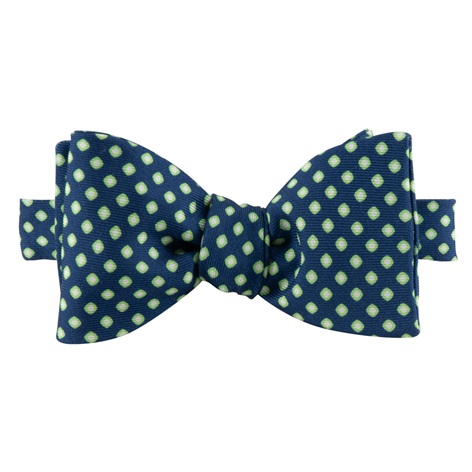 Silk Dot Bow Tie in Navy