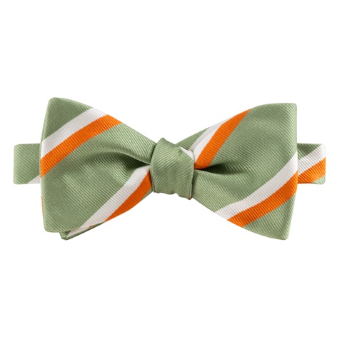Silk Double Striped Bow Tie in Sage