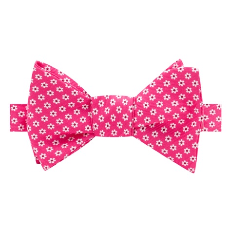 Silk Flower Printed Bow Tie in Azalea