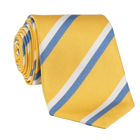 Silk Double Striped Tie in Yellow