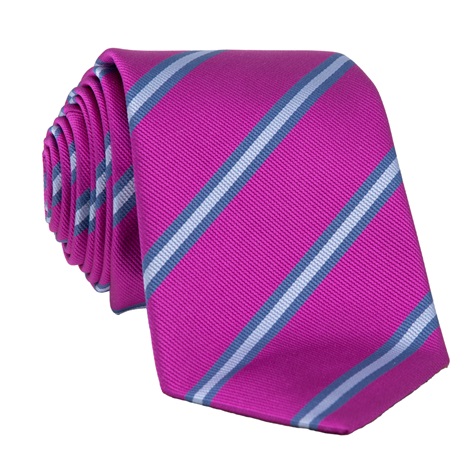 Silk Striped Tie in Magenta